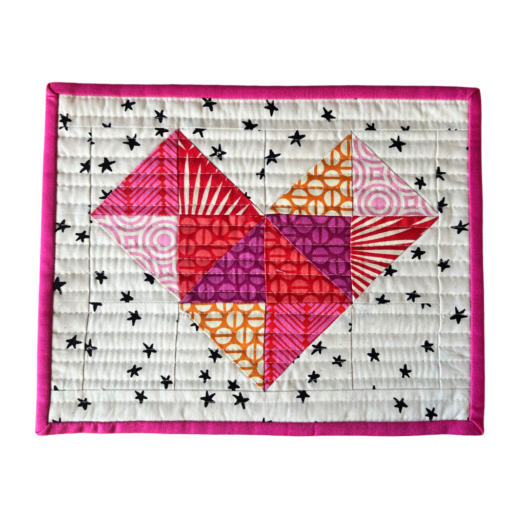 Heart Mug Rug (Black + White)