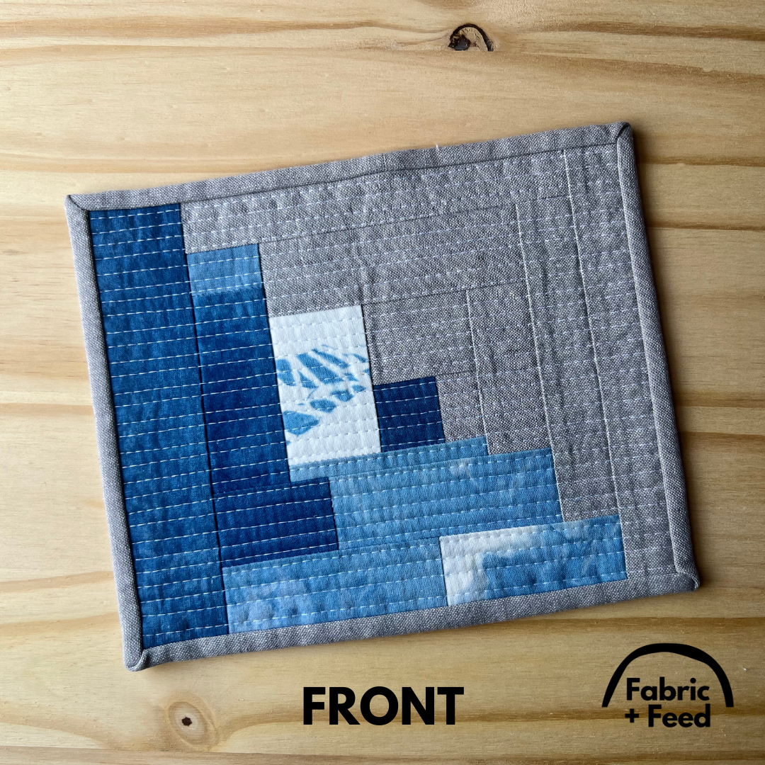 Indigo and Linen 08 Mug Rug